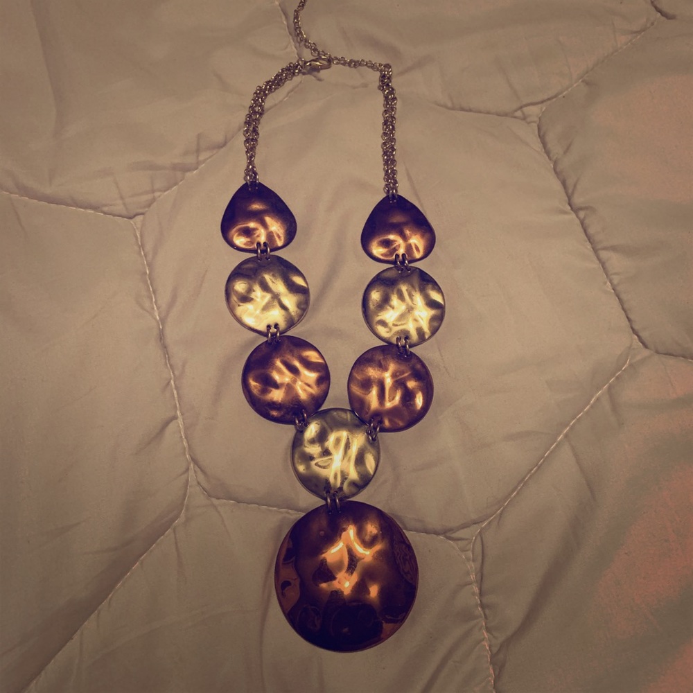 Heavy brown and silver necklace